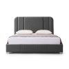 Bed Frame Air Leather Padded Upholstery High Quality Slats Polished Stainless Steel Feet King Size