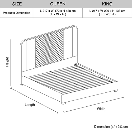 Bed Frame Air Leather Padded Upholstery High Quality Slats Polished Stainless Steel Feet Queen Size