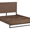 King size Bed Frame Solid Wood Acacia Veneered Bedroom Furniture Steel Legs