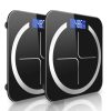 2X 180kg Digital Fitness Weight Bathroom Body Glass LCD Electronic Scales Black