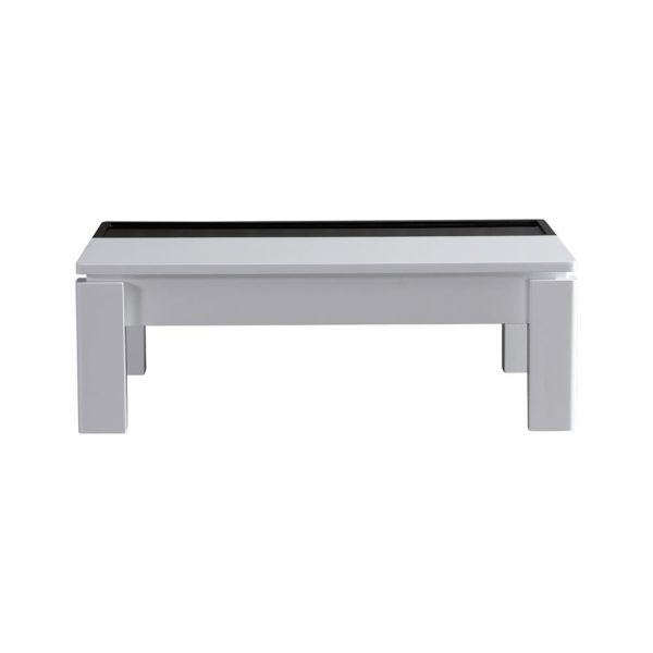 Coffee Table High Gloss Finish Lift Up Top MDF Black & White Colour Interior Storage