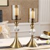 Glass Candle Holder Candle Stand Glass Metal with Candle – 37 cm