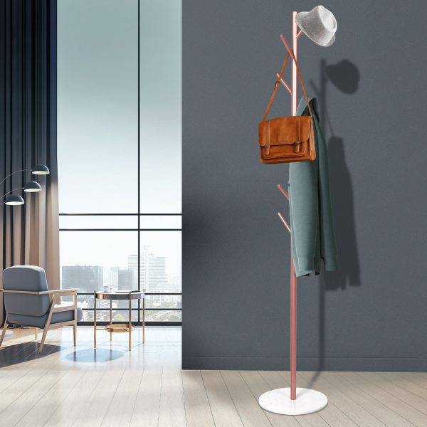 Clothes Stand Garment Coat Rack Metal Rail Portable Hanger Stand Organizer – Rose Gold