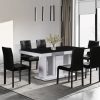 7 Pieces Dining Suite Dining Table & 6X Black Chairs in Rectangular Shape High Glossy MDF Wooden Base Combination of Black & White Colour