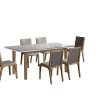 7 Pieces Dining Suite Dining Table & 6X Chairs in White Top High Glossy Wooden Base