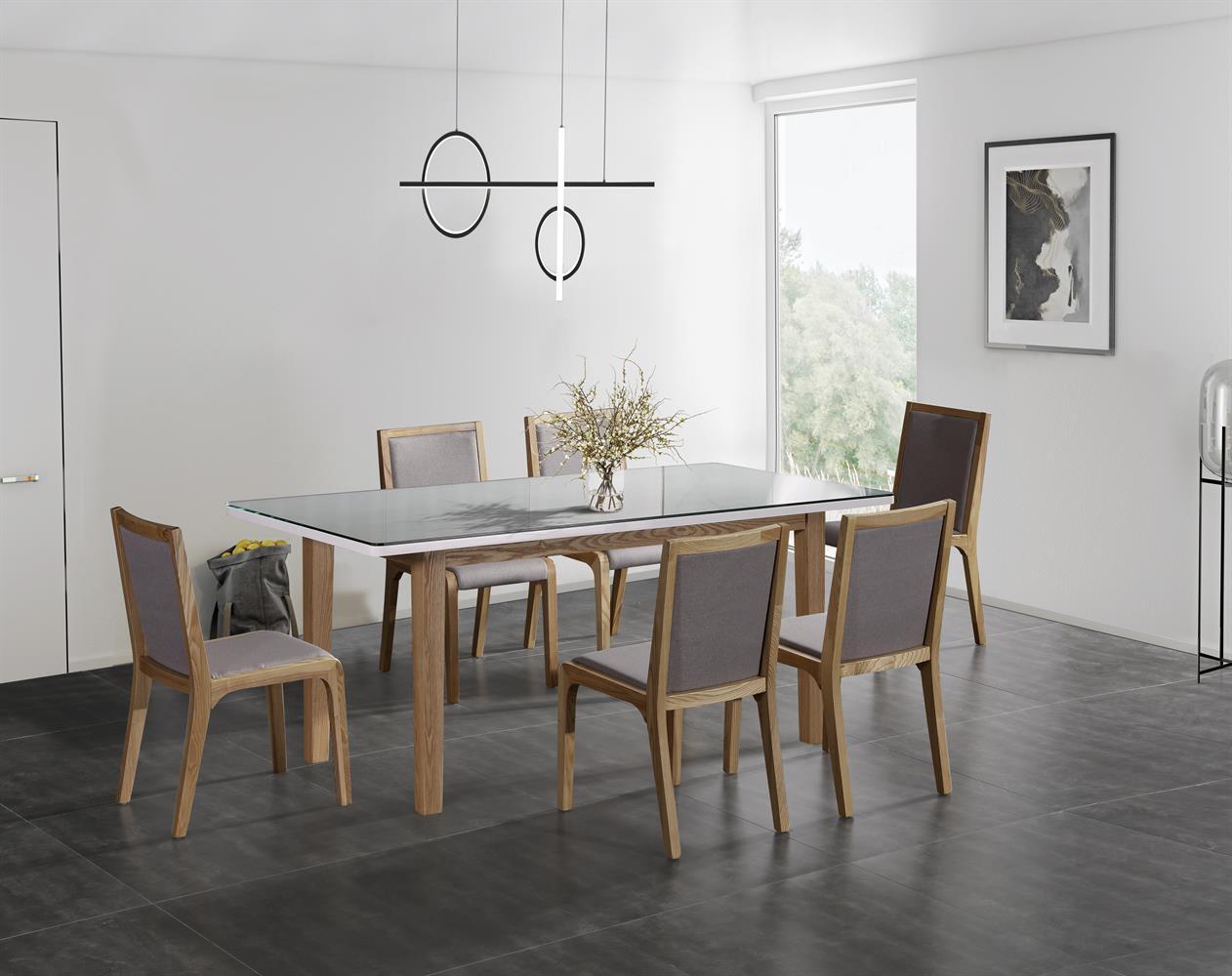 7 Pieces Dining Suite Dining Table & 6X Chairs in White Top High Glossy Wooden Base