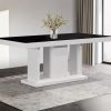 Dining Table in Rectangular Shape High Glossy MDF Wooden Base Combination of Black & White Colour