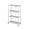 Foldable Storage Shelf Display Rack Bookshelf Bookcase Wheel Collapsible