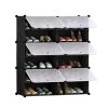 2 Column Shoe Rack Organizer Sneaker Footwear Storage Stackable Stand Cabinet Portable Wardrobe with Cover