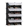 2 Column Shoe Rack Organizer Sneaker Footwear Storage Stackable Stand Cabinet Portable Wardrobe with Cover