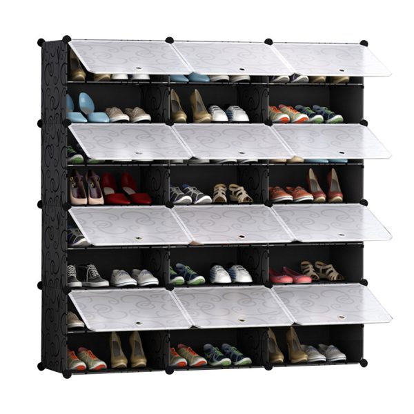 3 Column Shoe Rack Organizer Sneaker Footwear Storage Stackable Stand Cabinet Portable Wardrobe with Cover