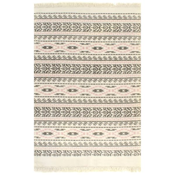 Kilim Rug Cotton with Pattern Grey/Pink