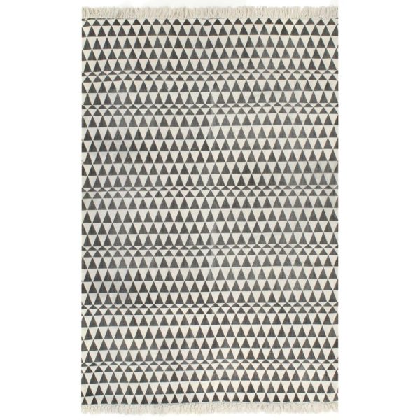 Kilim Rug Cotton with Pattern Black/White