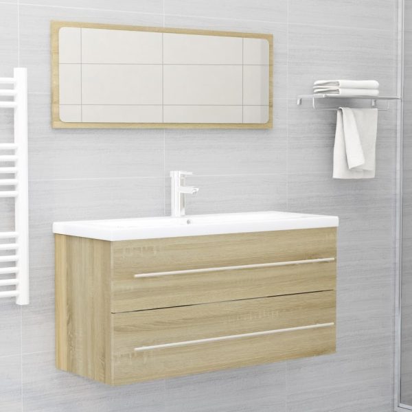 2 Piece Bathroom Furniture Set Engineered Wood