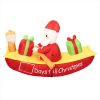 Christmas Inflatable Santa Clau Boat 2.1M Xmas Outdoor Decor LED Lights