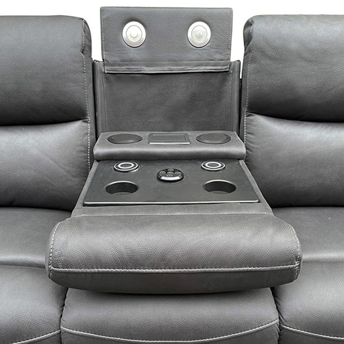 3R Finest Fabric Electric Recliner Feature Multi Positions Ultra Cushioned USB Outlets in Charcoal Colour