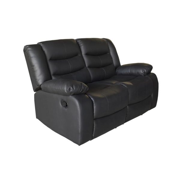 2 Seater Recliner Sofa In Faux Leather Lounge Couch in Black