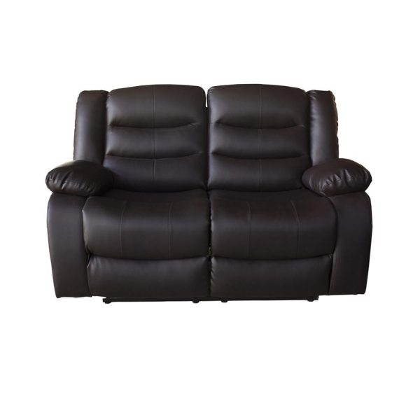 2 Seater Recliner Sofa In Faux Leather Lounge Couch in Brown