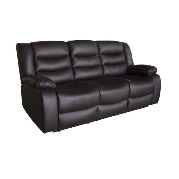 3 Seater Recliner Sofa In Faux Leather Lounge Couch in Brown