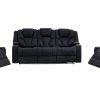 3+1+1 Seater Electric Recliner Stylish Rhino Fabric Black Lounge Armchair with LED Features