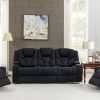 3+1+1 Seater Electric Recliner Stylish Rhino Fabric Black Lounge Armchair with LED Features