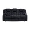 3+1+1 Seater Electric Recliner Stylish Rhino Fabric Black Lounge Armchair with LED Features