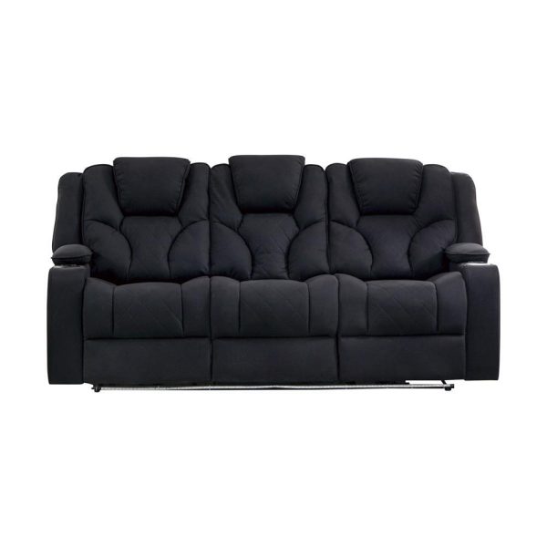 3+1+1 Seater Electric Recliner Stylish Rhino Fabric Black Lounge Armchair with LED Features