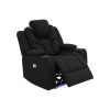 3+1+1 Seater Electric Recliner Stylish Rhino Fabric Black Lounge Armchair with LED Features