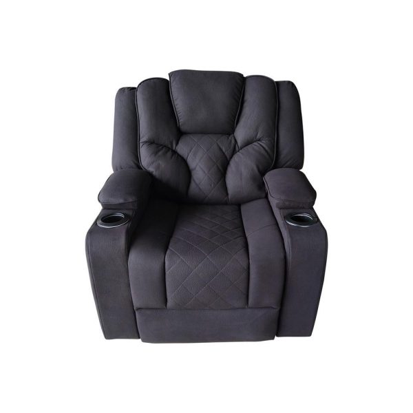 3+1+1 Seater Electric Recliner Stylish Rhino Fabric Black Lounge Armchair with LED Features