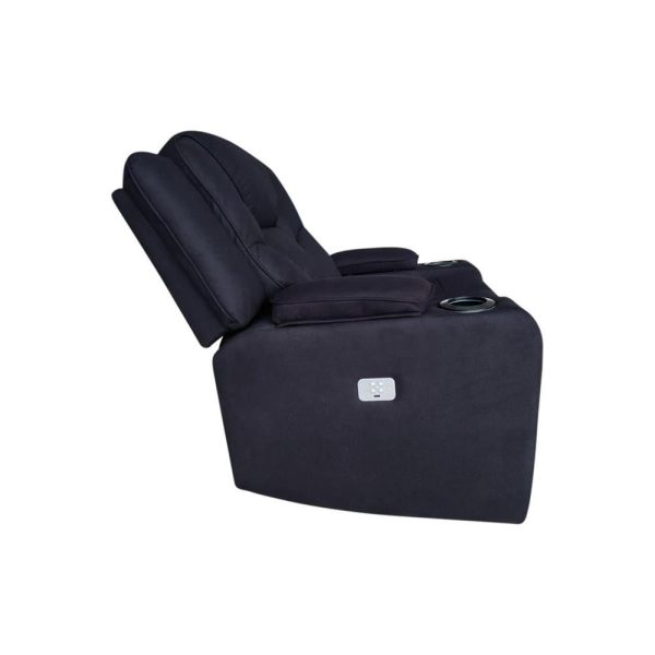 3+1+1 Seater Electric Recliner Stylish Rhino Fabric Black Lounge Armchair with LED Features