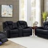 3+2+1 Seater Electric Recliner Stylish Rhino Fabric Black Lounge Armchair with LED Features