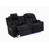 3+2+1 Seater Electric Recliner Stylish Rhino Fabric Black Lounge Armchair with LED Features