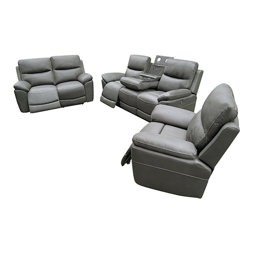 1RR+2RR+3RR Finest Fabric Electric Recliner Feature Multi Positions Ultra Cushioned USB Outlets in Charcoal Colour