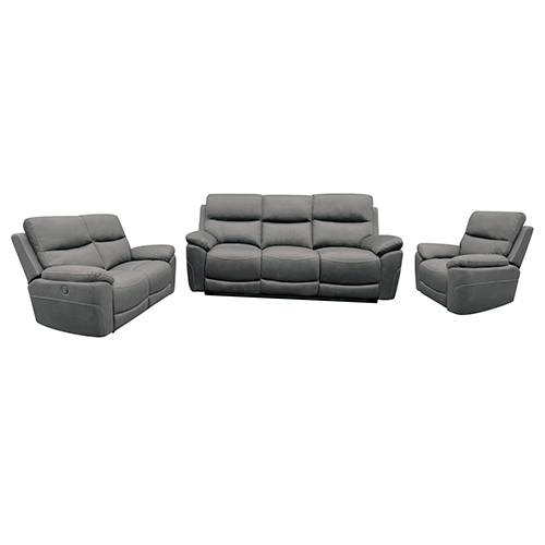 1RR+2RR+3RR Finest Fabric Electric Recliner Feature Multi Positions Ultra Cushioned USB Outlets in Charcoal Colour