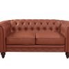 3+2 Seater Brown Sofa Lounge Chesterfireld Style Button Tufted in Faux Leather