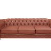 3+2 Seater Brown Sofa Lounge Chesterfireld Style Button Tufted in Faux Leather