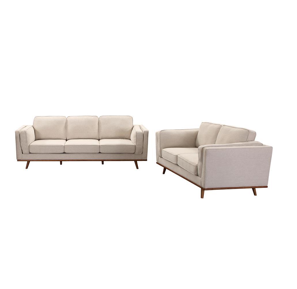 3+2 Seater Sofa Beige Fabric Lounge Set for Living Room Couch with Wooden Frame