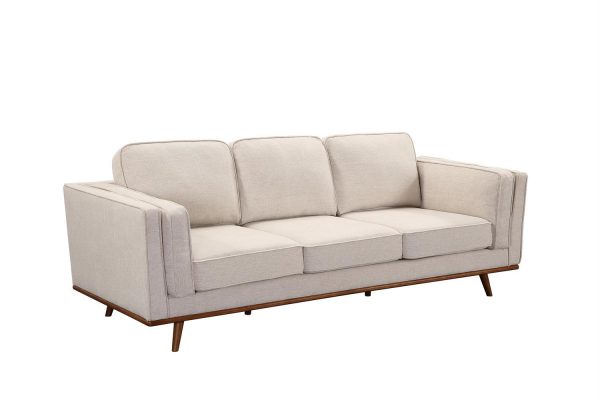 3+2 Seater Sofa Beige Fabric Lounge Set for Living Room Couch with Wooden Frame