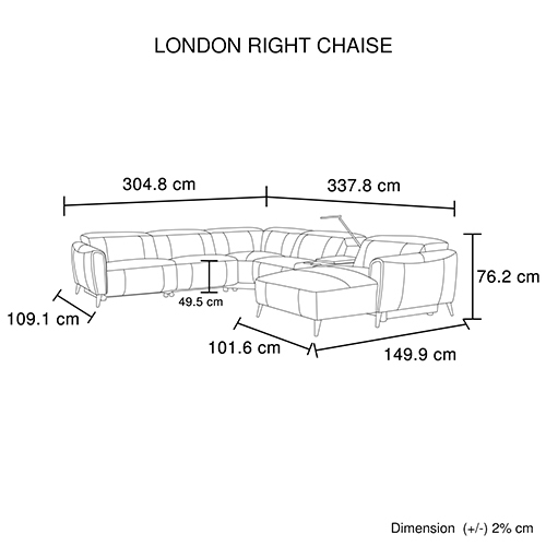 Corner Sofa Chaise Premium Genuine Leather Power Slide Right Chaise Cup-Holder Charging Point