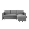 2 Seater Sofa Bed With Pull Out Storage Corner Lounge Set In Grey With Chaise