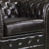 1 Seater Brown Colour Genuine Leather Upholstery Deep Quilting Pocket Spring Button Studding Sofa for Living Room