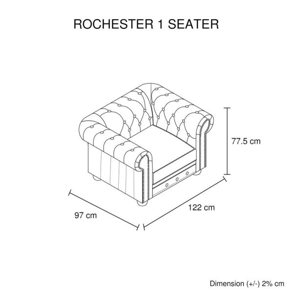 1 Seater Brown Colour Genuine Leather Upholstery Deep Quilting Pocket Spring Button Studding Sofa for Living Room