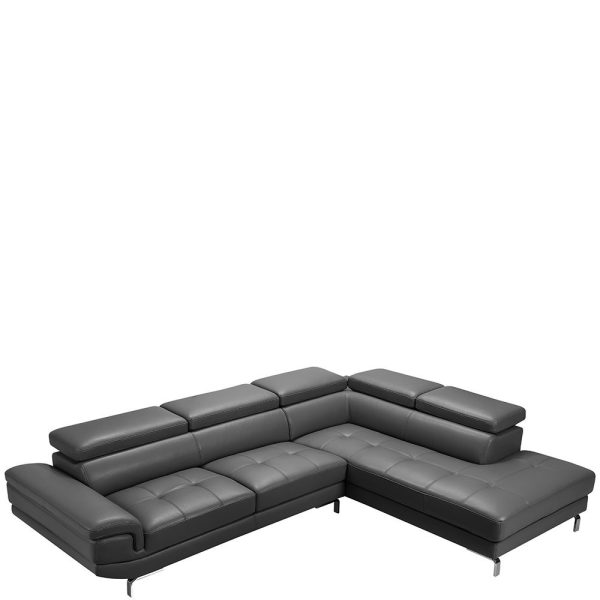 5 Seater Lounge Set Grey Colour Leatherette Corner Sofa for Living Room Couch with Chaise