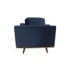 Single Seater Armchair Sofa Modern Lounge Accent Chair in Soft Blue Velvet with Wooden Frame