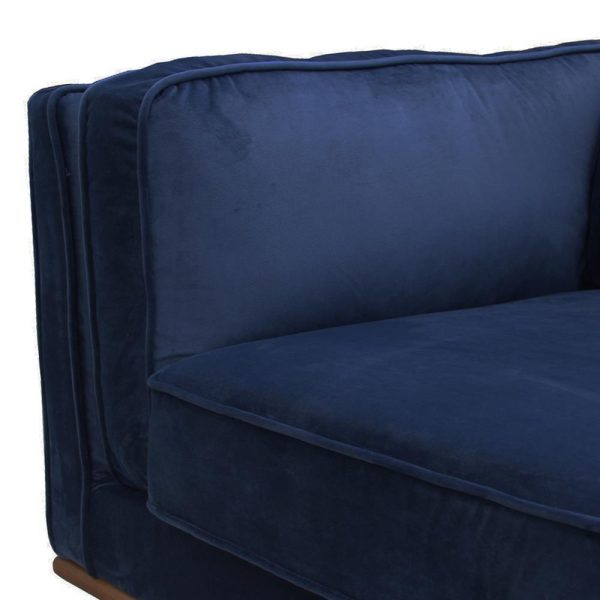 Single Seater Armchair Sofa Modern Lounge Accent Chair in Soft Blue Velvet with Wooden Frame