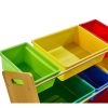 12Bins Kids Toy Box Bookshelf Organiser Display Shelf Storage Rack Drawer – Brown