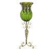85cm Glass Floor Vase with Tall Metal Flower Stand – Green