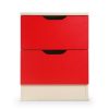 Rustington Bedside Table with Drawers MDF Cabinet Storage 51 x 40cm – White Red