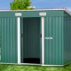 Garden Shed with Base Flat Roof Outdoor Storage – 131 x 238 x 182 cm, Green