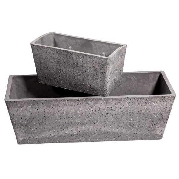 Imitation Stone Grey White Stone Rectangle Planter 50cm